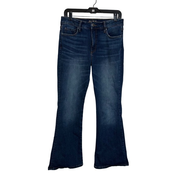 KUT From The Kloth Ana High Rise Fab AB Flare Jeans Size 8P Petite Dark Wash - Picture 1 of 8